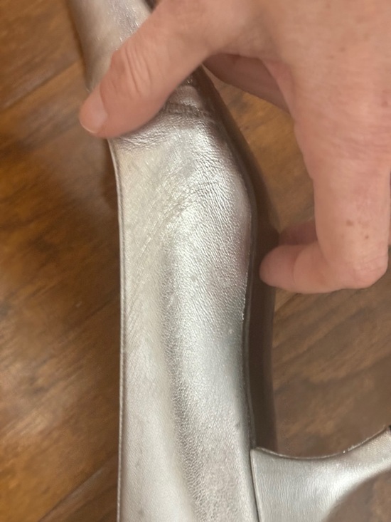 Stuart Weitzman Pointed-Toe Metallic Flats - Silver Gray - Picture 5 of 7